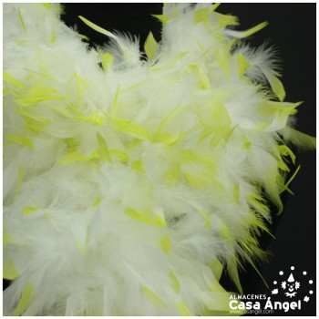 BOA DE PLUMAS 190cm BLANCA CON PUNTA PISTACHO 80gr