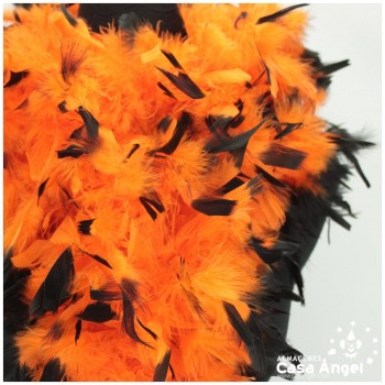 BOA DE PLUMAS 190cm NARANJA CON PUNTA NEGRA 80gr