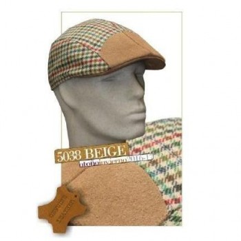 GORRA VESPA TELA LANA ESPIGA PERFILADA PICO PIEL BEIGE