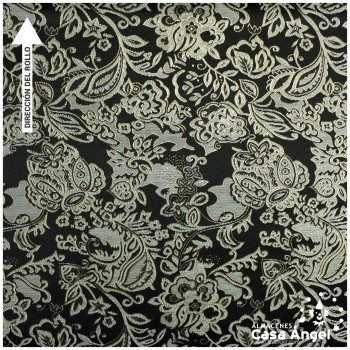 BROCADO JACQUARD NEGRO FLORES LÚREX 112cm