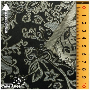 BROCADO JACQUARD NEGRO FLORES LÚREX 112cm