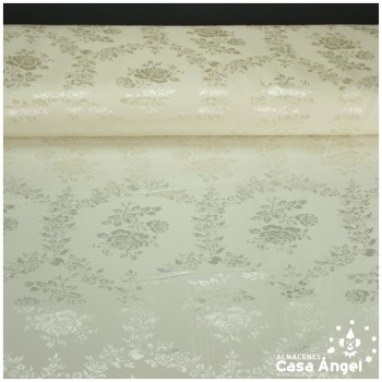 RASO CREMA CON BROCADO DE FLORES SERIE LUSSARI 150cm