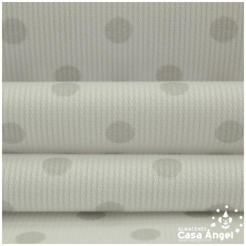 PIQUÉ CANUTILLO ESTAMPADO LUNARES BLANCOS FONDO BEIGE SERIE FERIAS 150cm