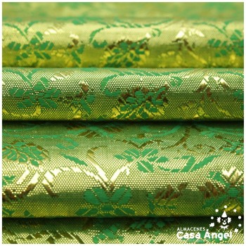 BROCADO JACQUARD VERDE PATRÓN FLORITURA 112cm