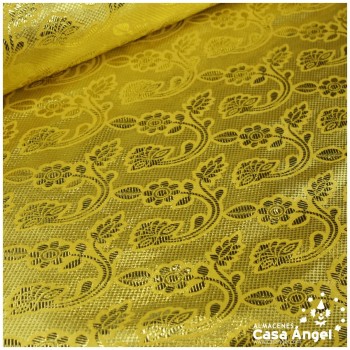 BROCADO JACQUARD DORADO CON PATRON DE FLORITURAS 110cm