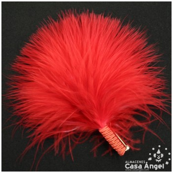 ADEREZO DE PLUMAS DE MARABÚ ROJO AMARRE DE RAYÓN E IMPERDIBLE 12cm