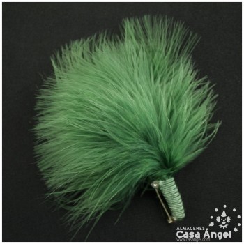 ADEREZO DE PLUMAS DE MARABÚ VERDE AMARRE DE RAYÓN E IMPERDIBLE 12cm