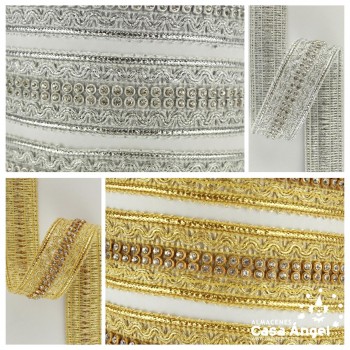 PASAMANERÍA BRILLANTES STRASS RIBETE ONDAS 2cm