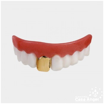 DENTADURA CON DIENTE DE ORO