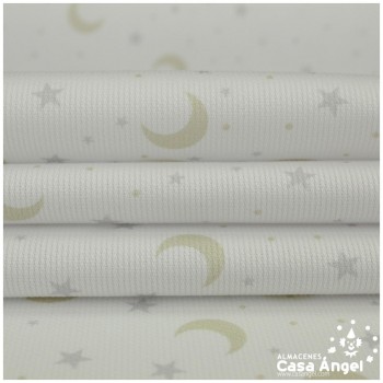 PIQUÉ CANUTILLO ESTAMPADO DE LUNAS Y ESTRELLAS 150cm