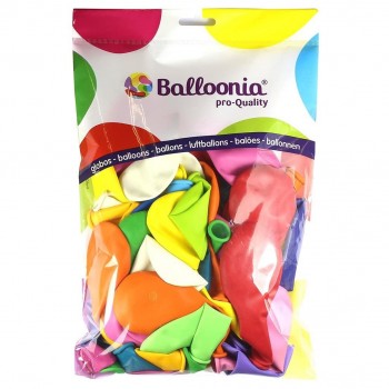 GLOBOS COLORES SURTIDOS 25cm BOLSA DE 50 UNIDADES