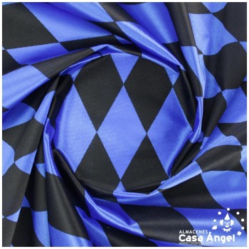 RASETE ESTAMPADO CON ROMBOS AZUL Y NEGRO SERIE ARLEKIN 150cm