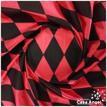 RASETE ESTAMPADO CON ROMBOS SERIE ROJO Y NEGRO ARLEKIN 150cm