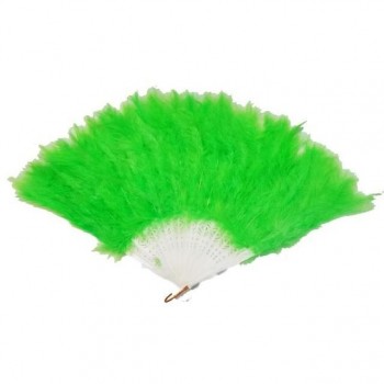 ABANICO PLUMAS VERDE  28cm