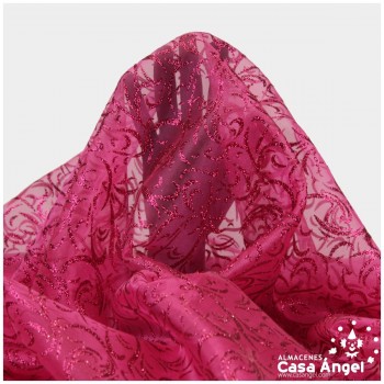 ORGANZA FUCSIA ESTAMPADA GLITTER SERIE LUCES 150cm