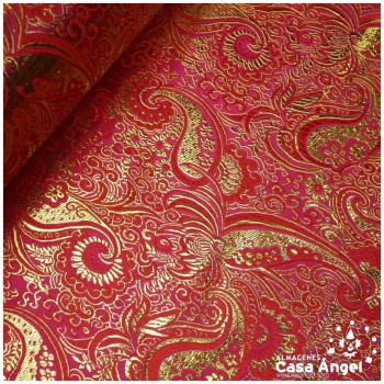 BROCADO JACQUARD CACHEMIR FUCSIA Y ORO SERIE YESEIS 150cm