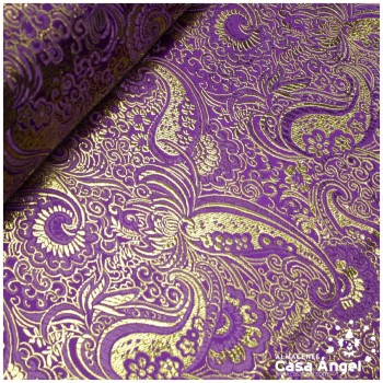 BROCADO JACQUARD CACHEMIR MORADO Y ORO SERIE YESEIS 150cm