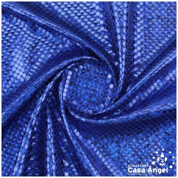 TELA LYCRA AZUL ESTAMPADA CON PUNTOS DE FOIL SERIE LUNAR 150cm