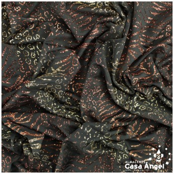 LYCRA FINA NEGRA ESTAMPADA CON GLITTER SERIE KENIA 150cm