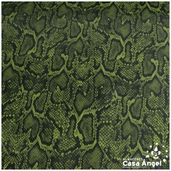 LYCRA ESTAMPADA SERPIENTE VERDE CON ESCAMAS DE FOIL 150cm