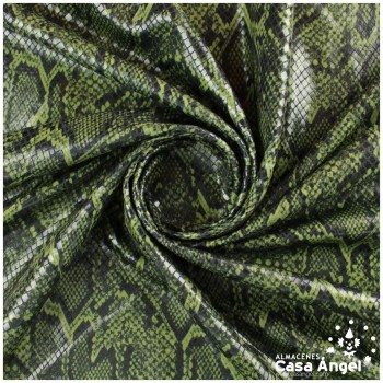 LYCRA ESTAMPADA SERPIENTE VERDE CON ESCAMAS DE FOIL 150cm