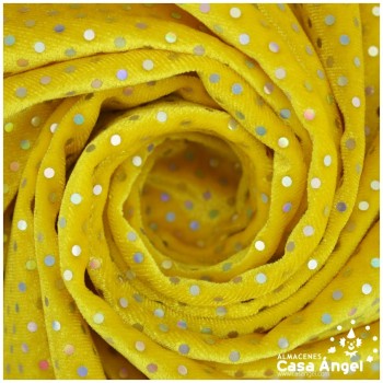 TERCIOPELO AMARILLO ELÁSTICO CON LENTEJUELAS FIJAS SERIE PALMA 150cm