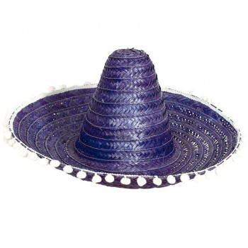 SOMBRERO MEXICANO DE PAJA AZUL 60cm