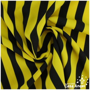 STRECH ESTAMPADO LISTAS AMARILLO NEGRO SERIE FIESTA 150cm