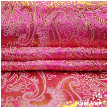 BROCADO JACQUARD CACHEMIR FUCSIA Y ORO SERIE JACLUR 150cm