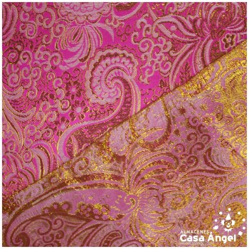 BROCADO JACQUARD CACHEMIR FUCSIA Y ORO SERIE JACLUR 150cm