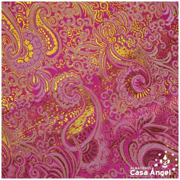 BROCADO JACQUARD CACHEMIR FUCSIA Y ORO SERIE JACLUR 150cm