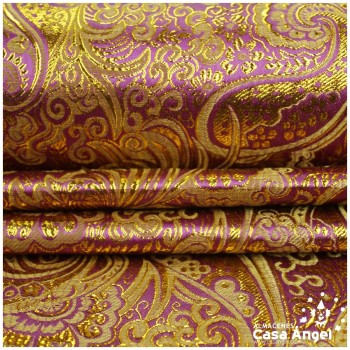 BROCADO JACQUARD CACHEMIR MORADO Y ORO SERIE JACLUR 150cm