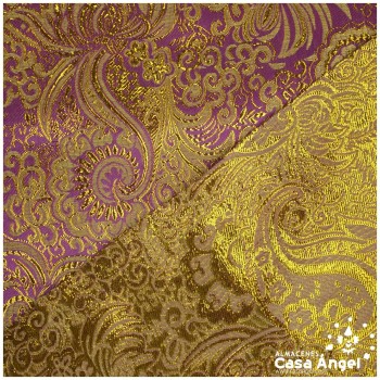 BROCADO JACQUARD CACHEMIR MORADO Y ORO SERIE JACLUR 150cm