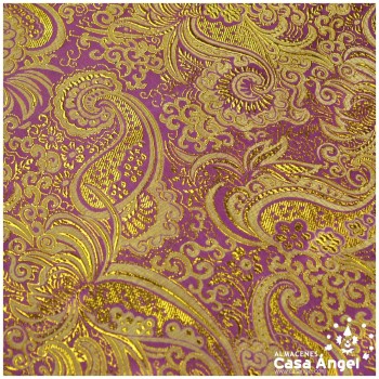 BROCADO JACQUARD CACHEMIR MORADO Y ORO SERIE JACLUR 150cm