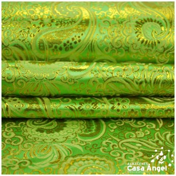 BROCADO JACQUARD CACHEMIR PISTACHO Y ORO SERIE JACLUR 150cm