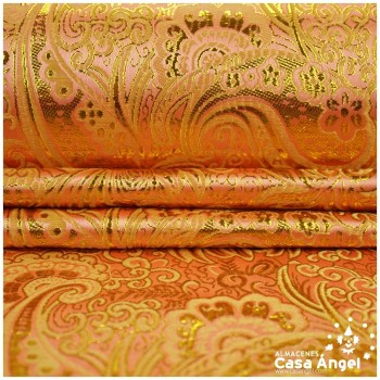 BROCADO JACQUARD CACHEMIR SALMÓN Y ORO SERIE JACLUR 150cm