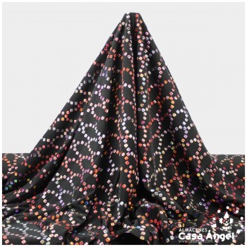 LYCRA NEGRA CON LENTEJUELAS HOLO ESTAMPADAS SERIE CHAIN 150cm