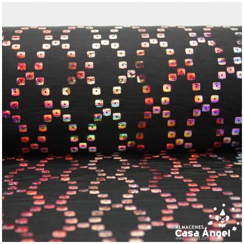 LYCRA NEGRA CON LENTEJUELAS HOLO ESTAMPADAS SERIE CHAIN 150cm