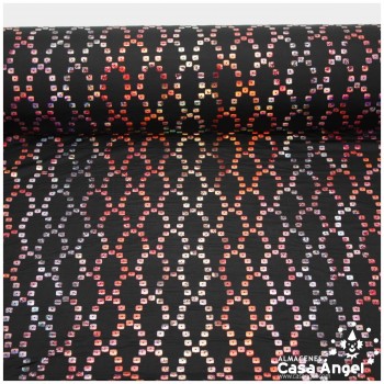 LYCRA NEGRA CON LENTEJUELAS HOLO ESTAMPADAS SERIE CHAIN 150cm