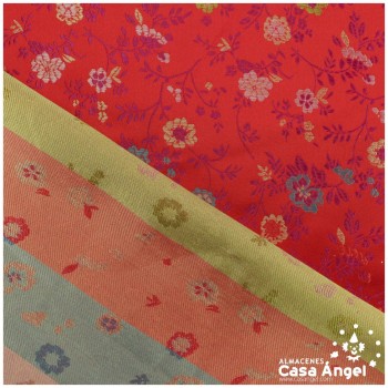 BROCADO DAMASCO ROJO FLORAL SERIE YOKO 140cm